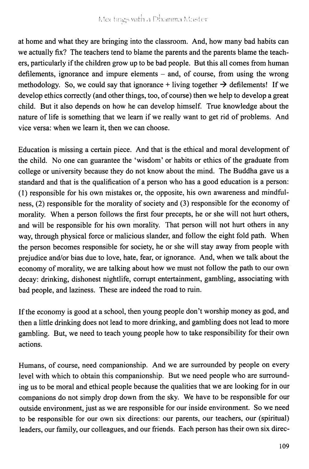 Ethical and Moral Development in Education The Meeting with a Dhamma Master หน้า 110
