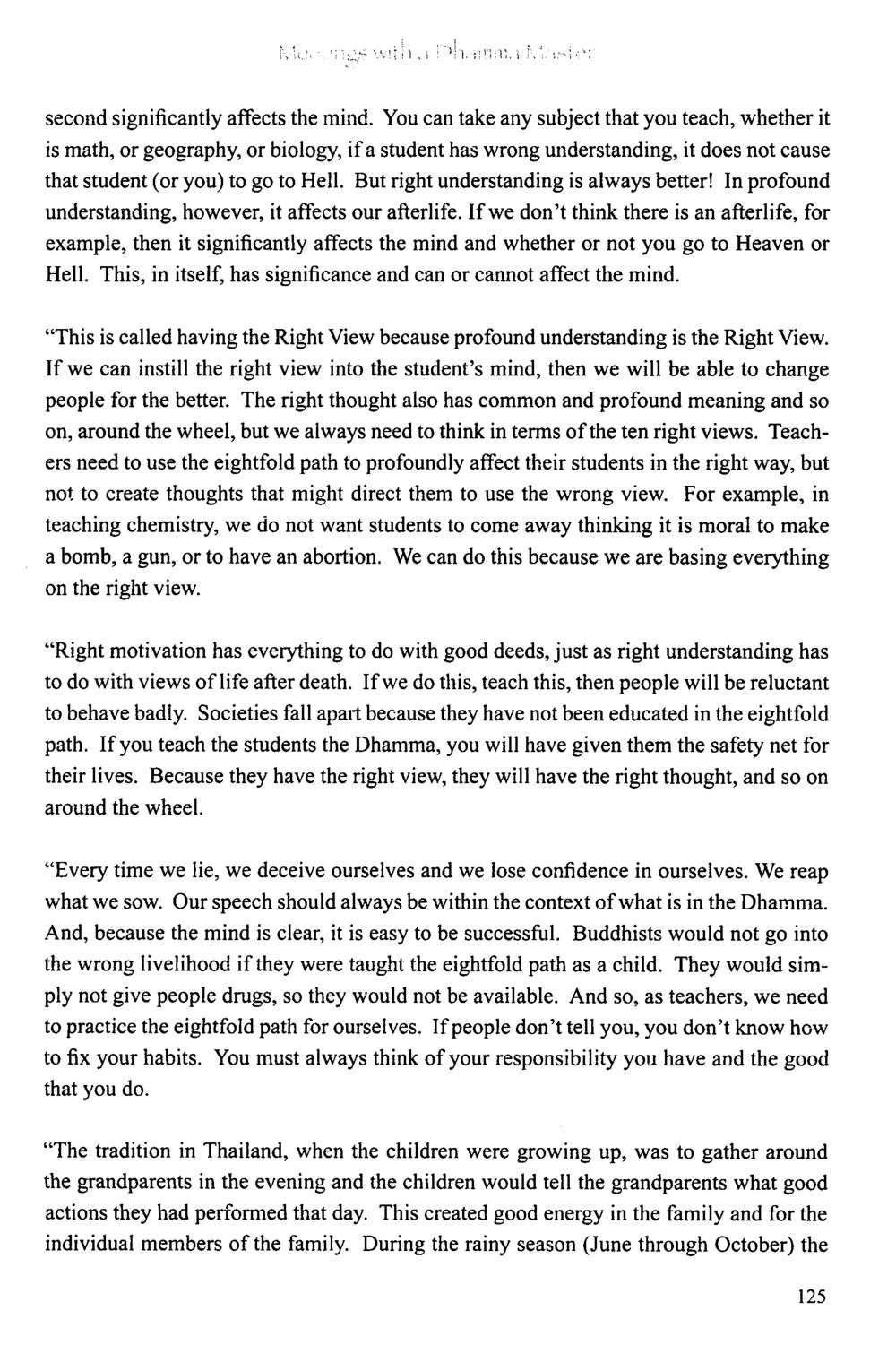 The Importance of Right View in Education The Meeting with a Dhamma Master หน้า 126