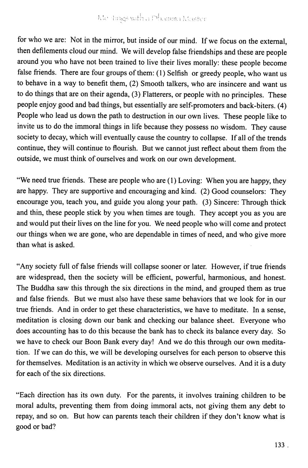The Importance of True Friendship and Self-Reflection The Meeting with a Dhamma Master หน้า 133