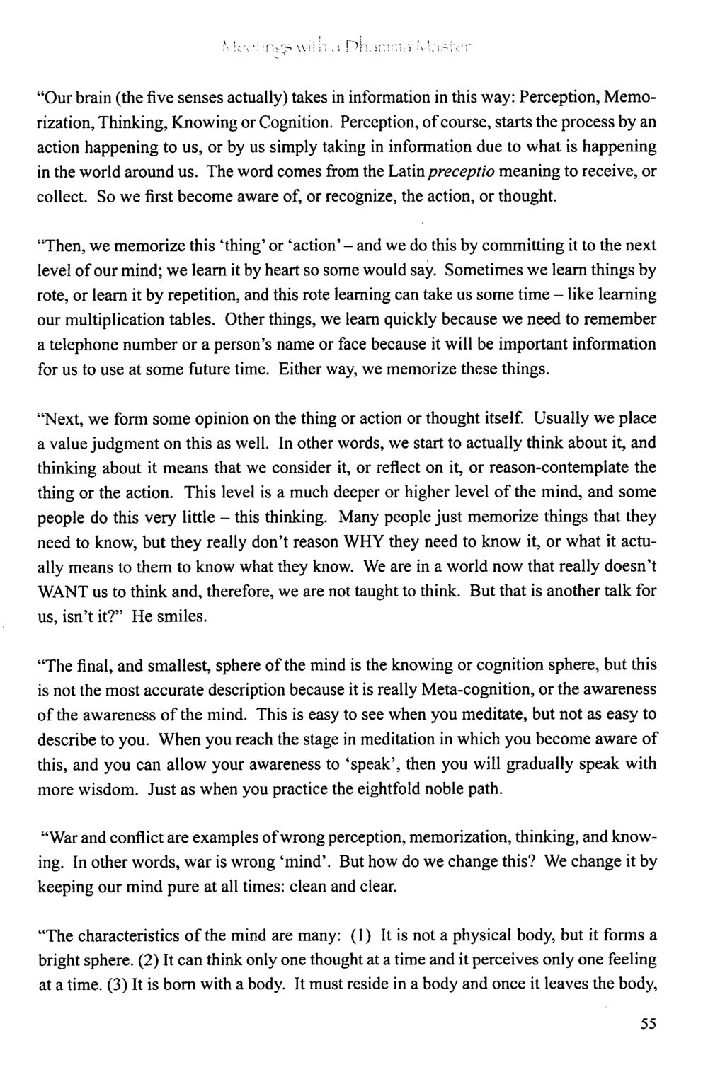 Understanding the Process of Perception and Cognition The Meeting with a Dhamma Master หน้า 59