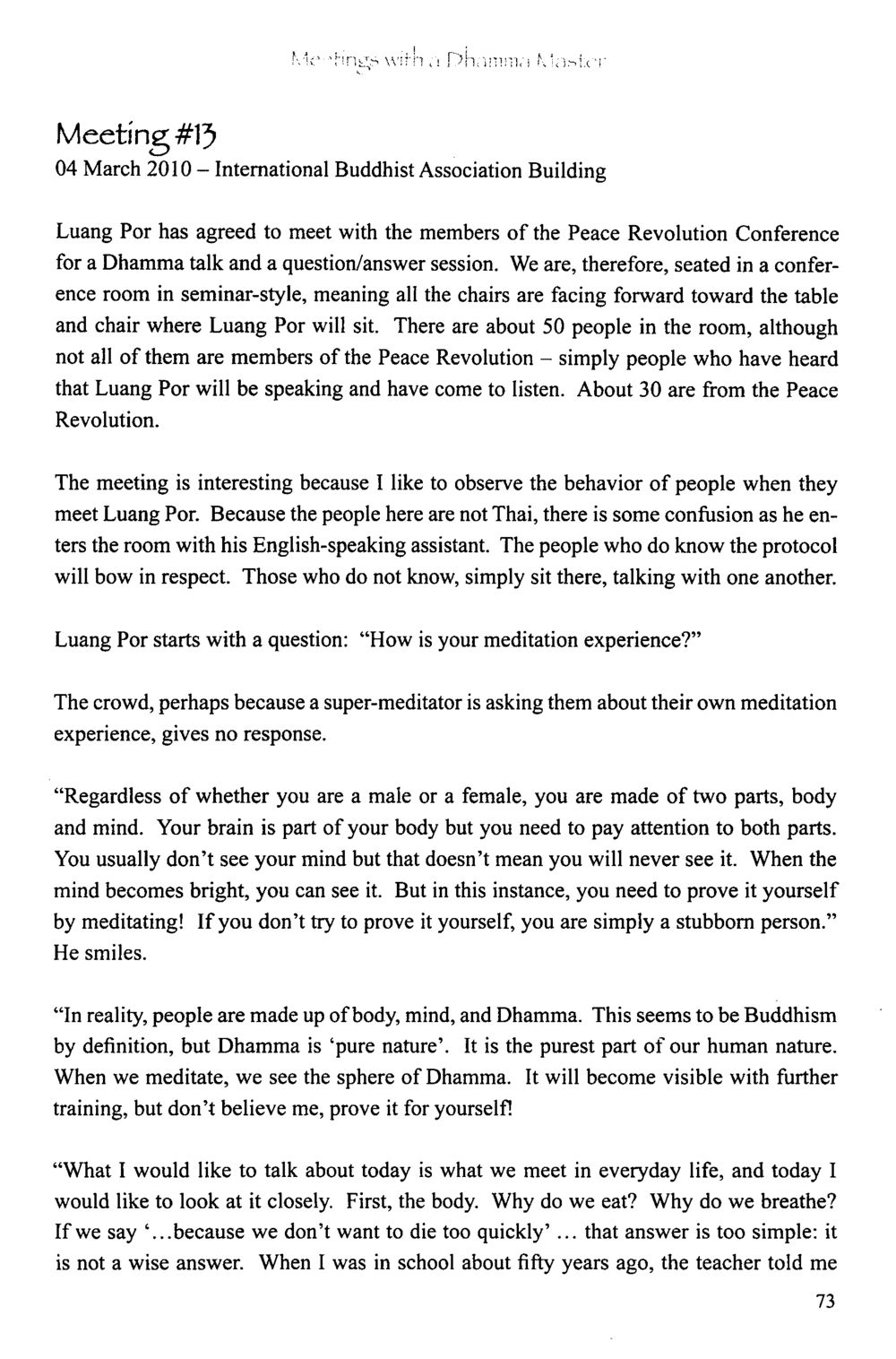 Dhamma Talk with Luang Por at the Peace Revolution Conference The Meeting with a Dhamma Master หน้า 75