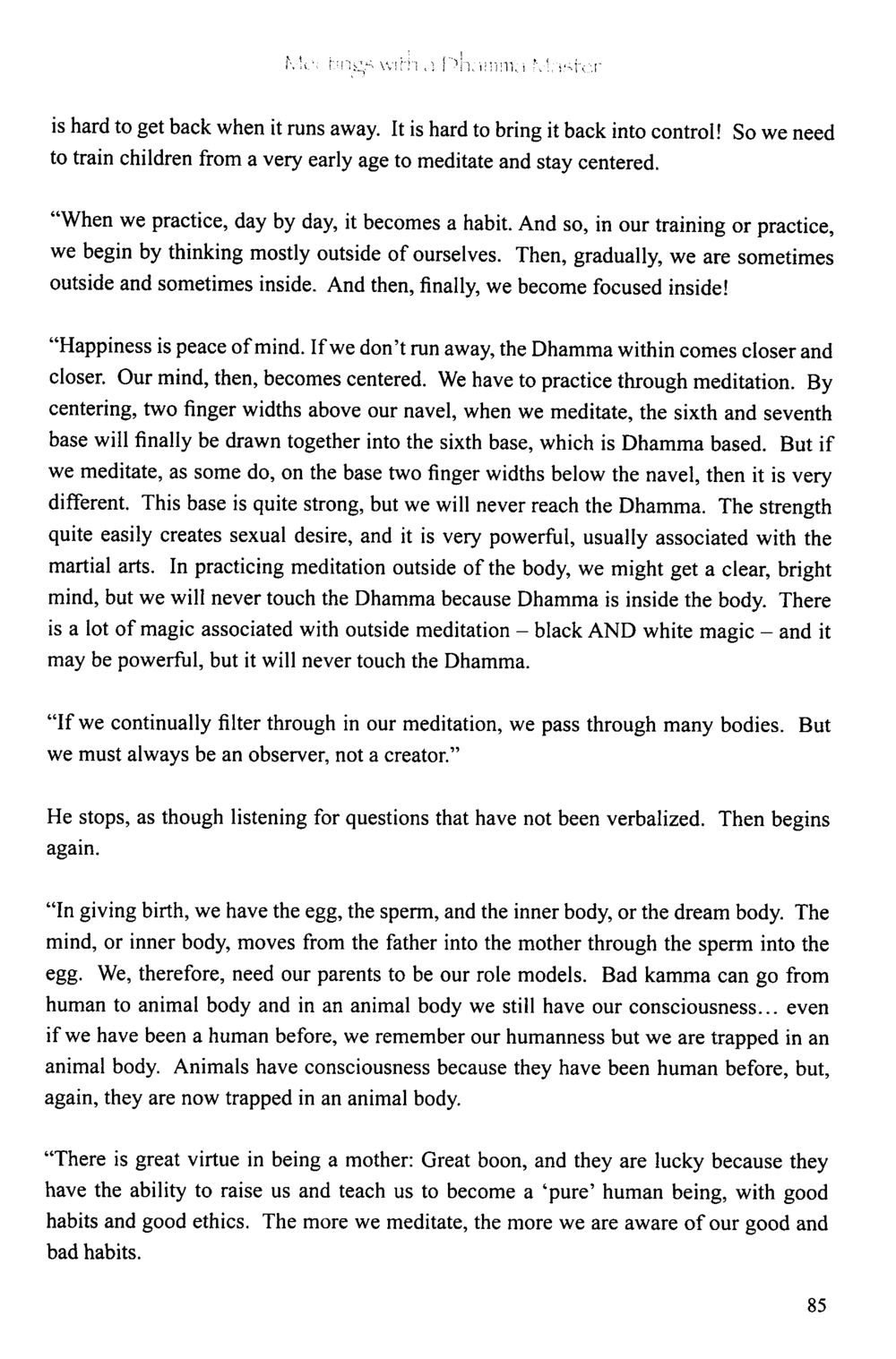 The Importance of Meditation in Developing Inner Peace The Meeting with a Dhamma Master หน้า 86