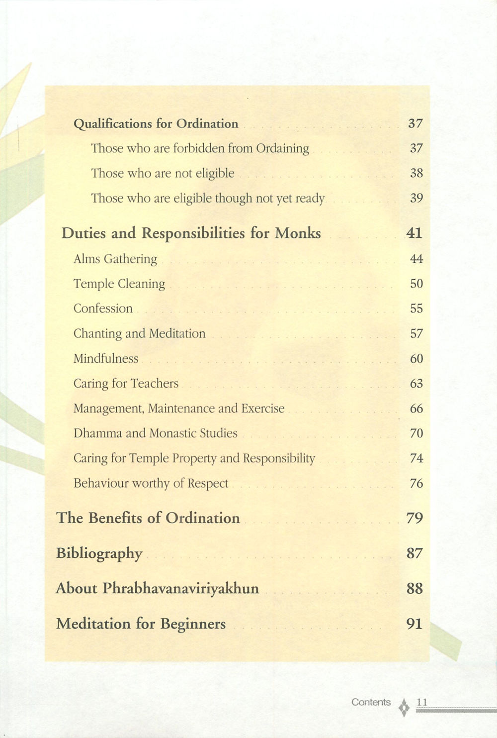 Qualifications and Responsibilities for Monastic Life The ordination หน้า 12