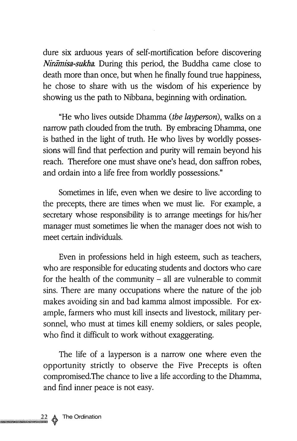 The Path to Nibbana and the Challenges of Lay Life The ordination หน้า 23