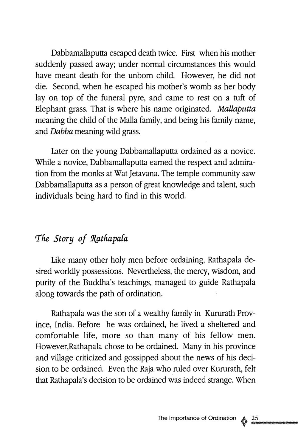 The Resilient Journey of Dabbamallaputta and Rathapala The ordination หน้า 26