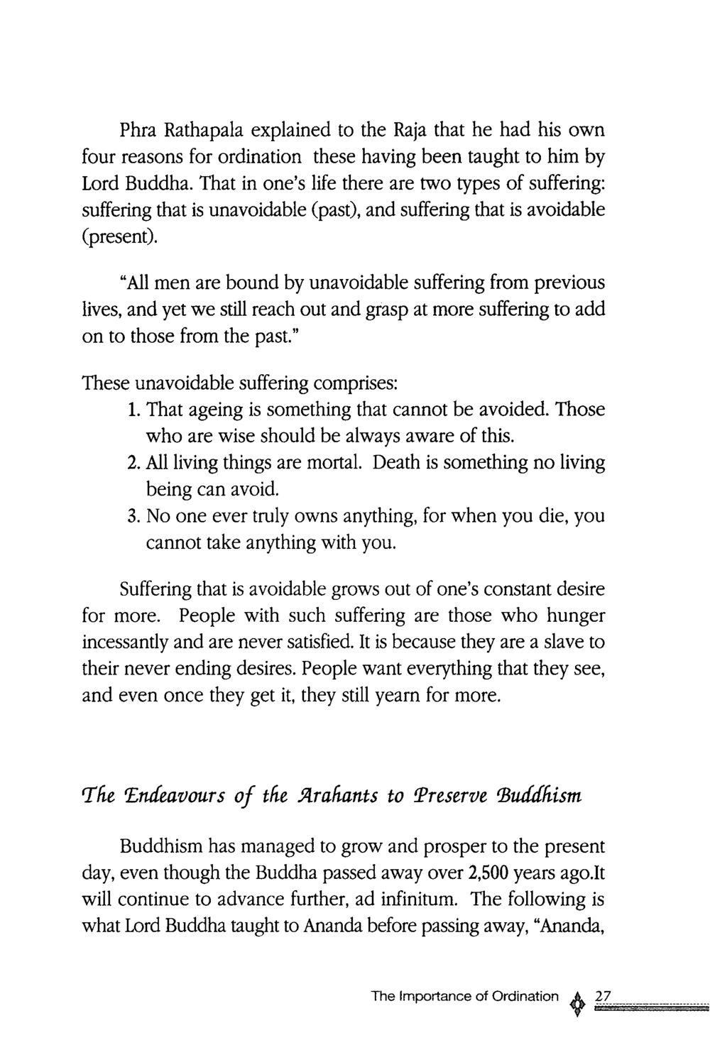 The Teachings of Phra Rathapala on Suffering and Desire The ordination หน้า 28
