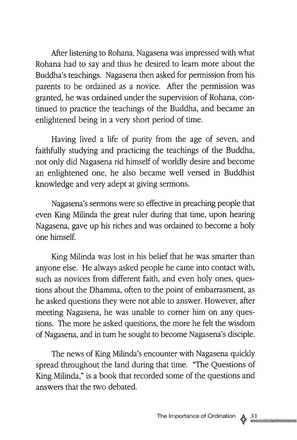 Nagasena's Enlightenment and Teachings The ordination หน้า 32