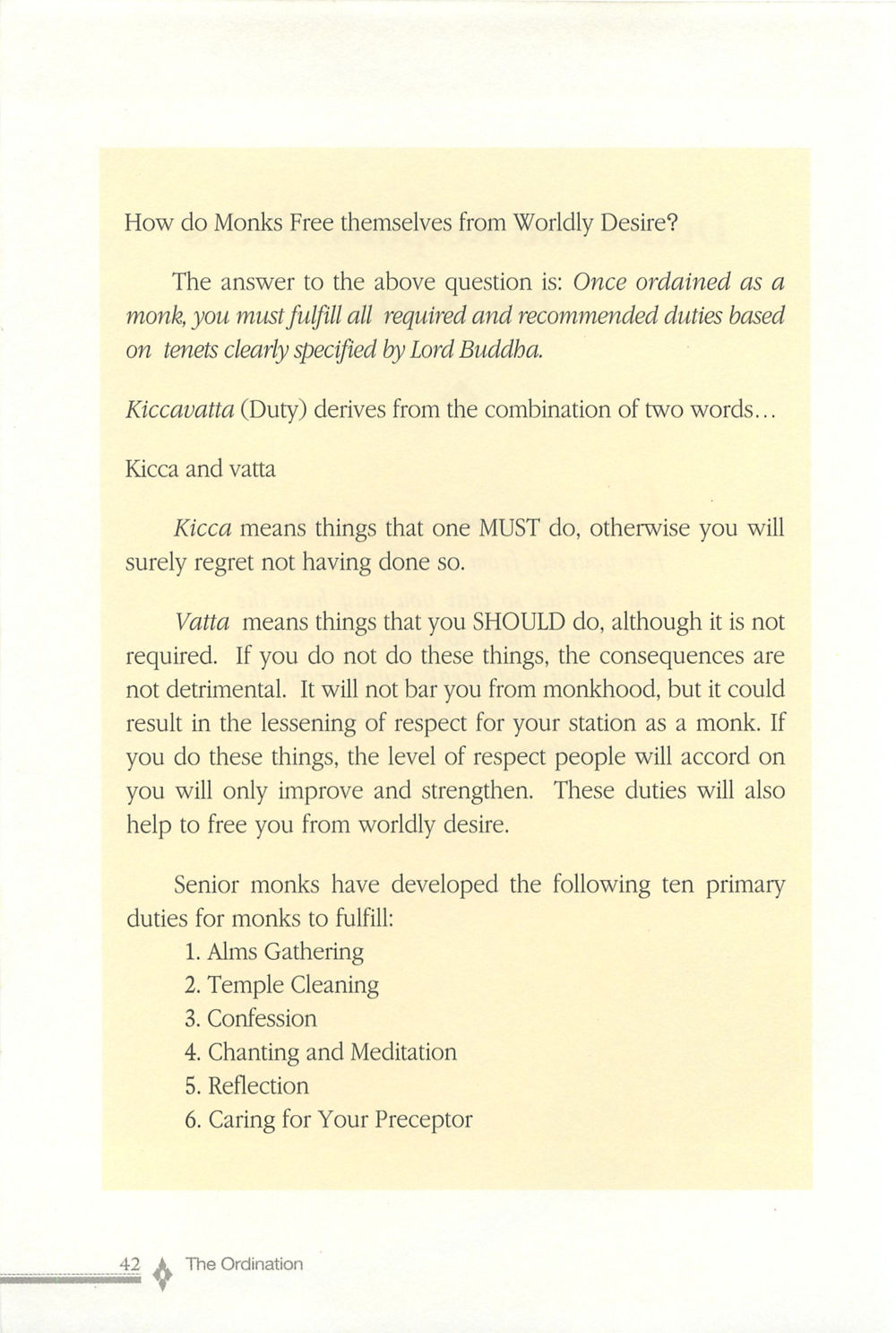 How Monks Free Themselves from Worldly Desire The ordination หน้า 43