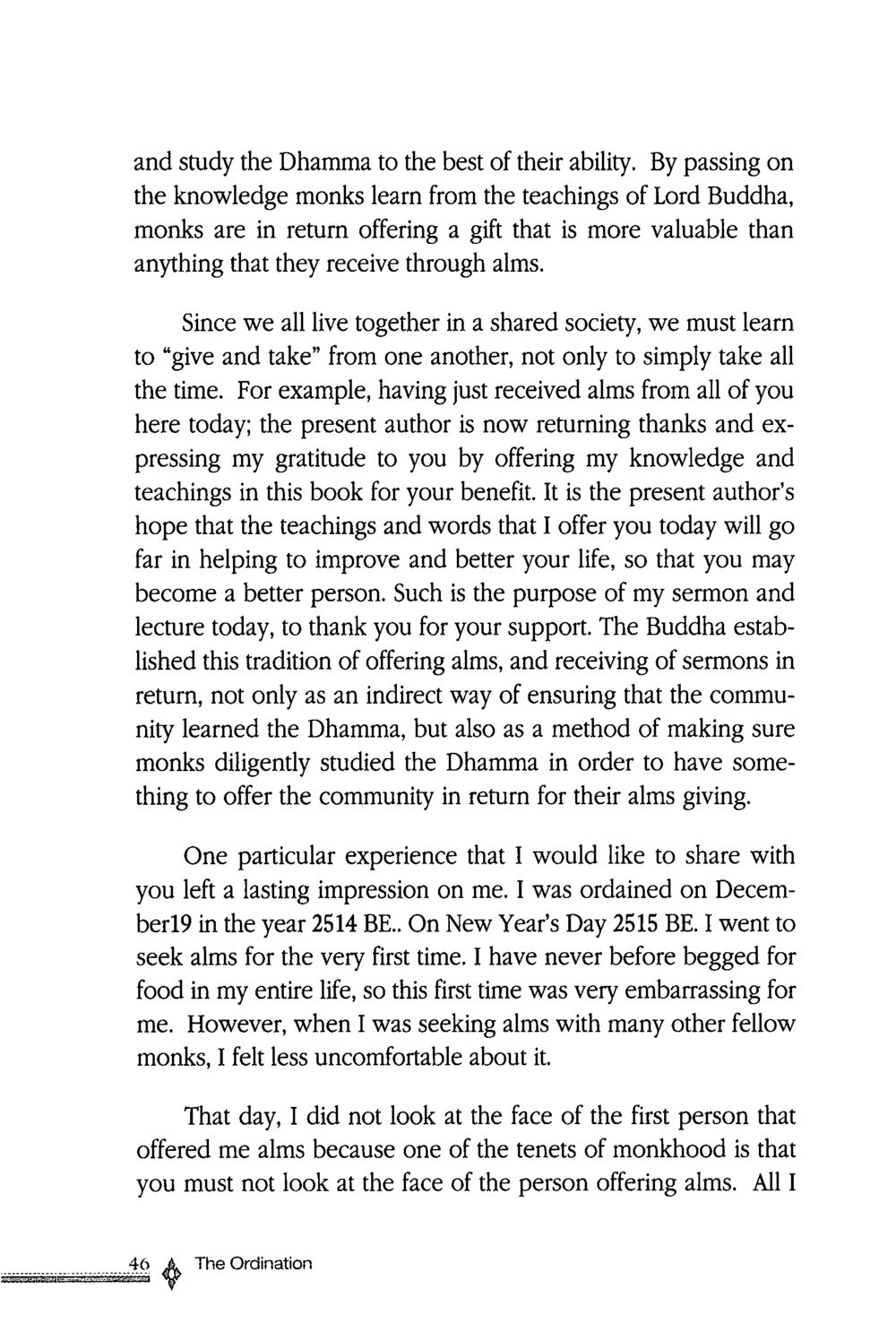 The Value of Dhamma Learning and Almsgiving The ordination หน้า 47