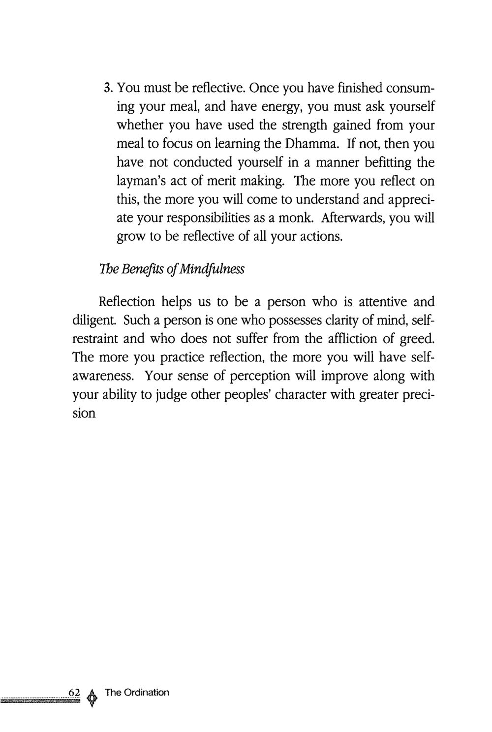 The Importance of Reflection in Buddhist Practice The ordination หน้า 63