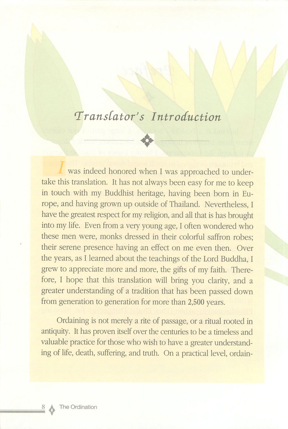 Translator's Introduction to Buddhist Teachings The ordination หน้า 9