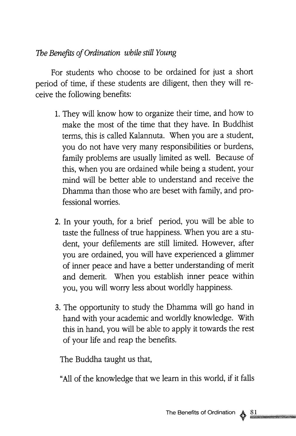 The Benefits of Ordination while still Young The ordination หน้า 82