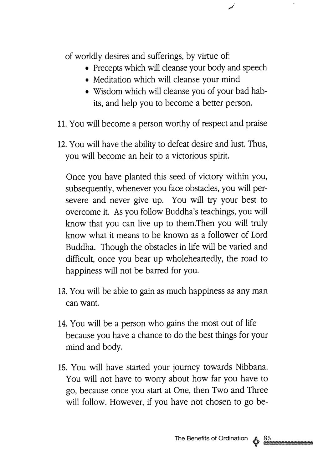 The Path to Nibbana: Overcoming Desires and Sufferings The ordination หน้า 86