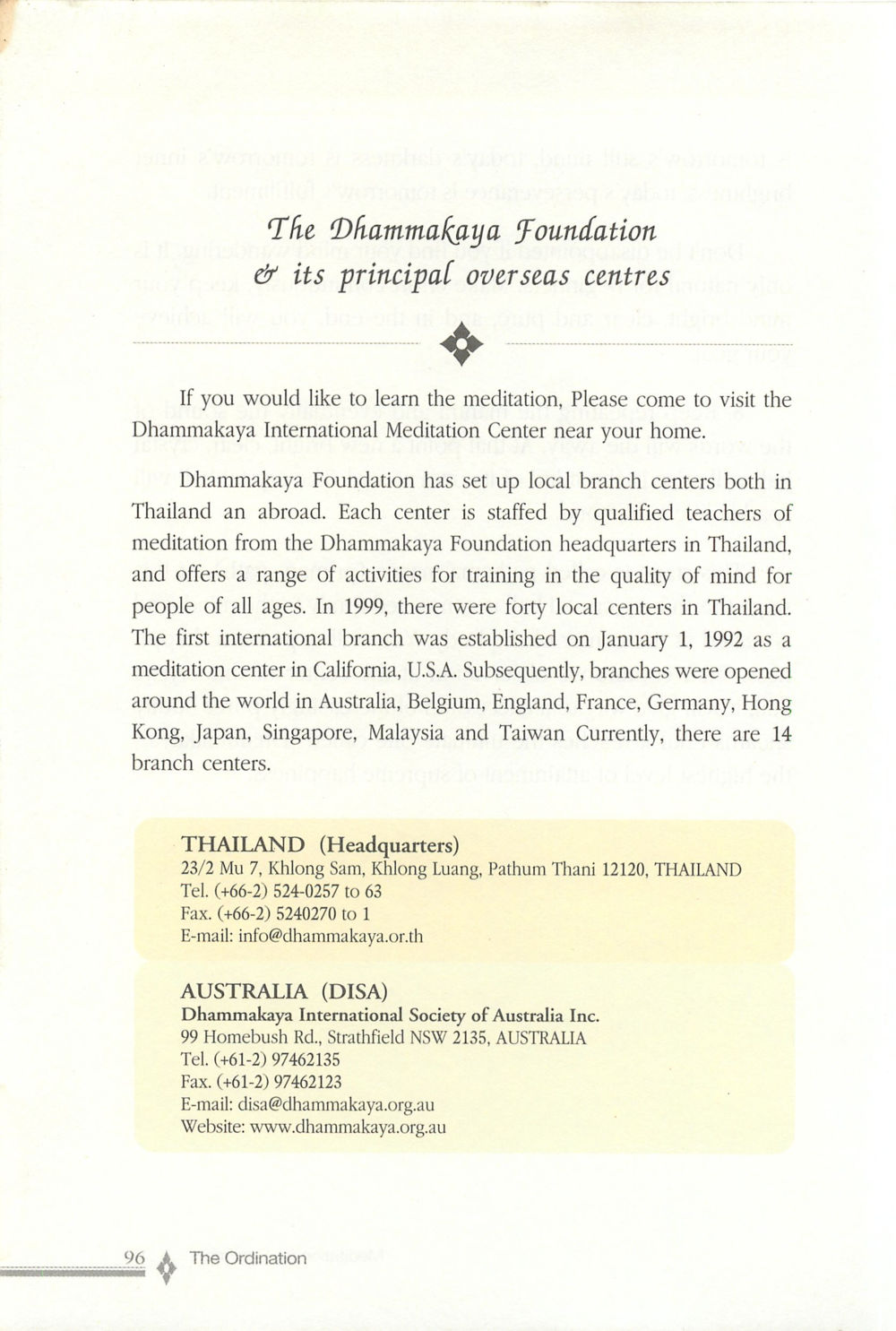 Dhammakaya Foundation and Its International Centers The ordination หน้า 97