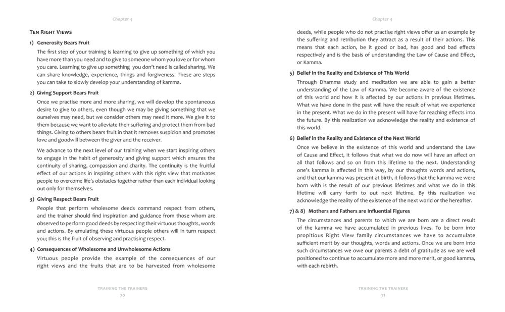 TEN RIGHT VIEWS: A Path to Generosity and Understanding Kamma Training the trainer part 1 หน้า 36