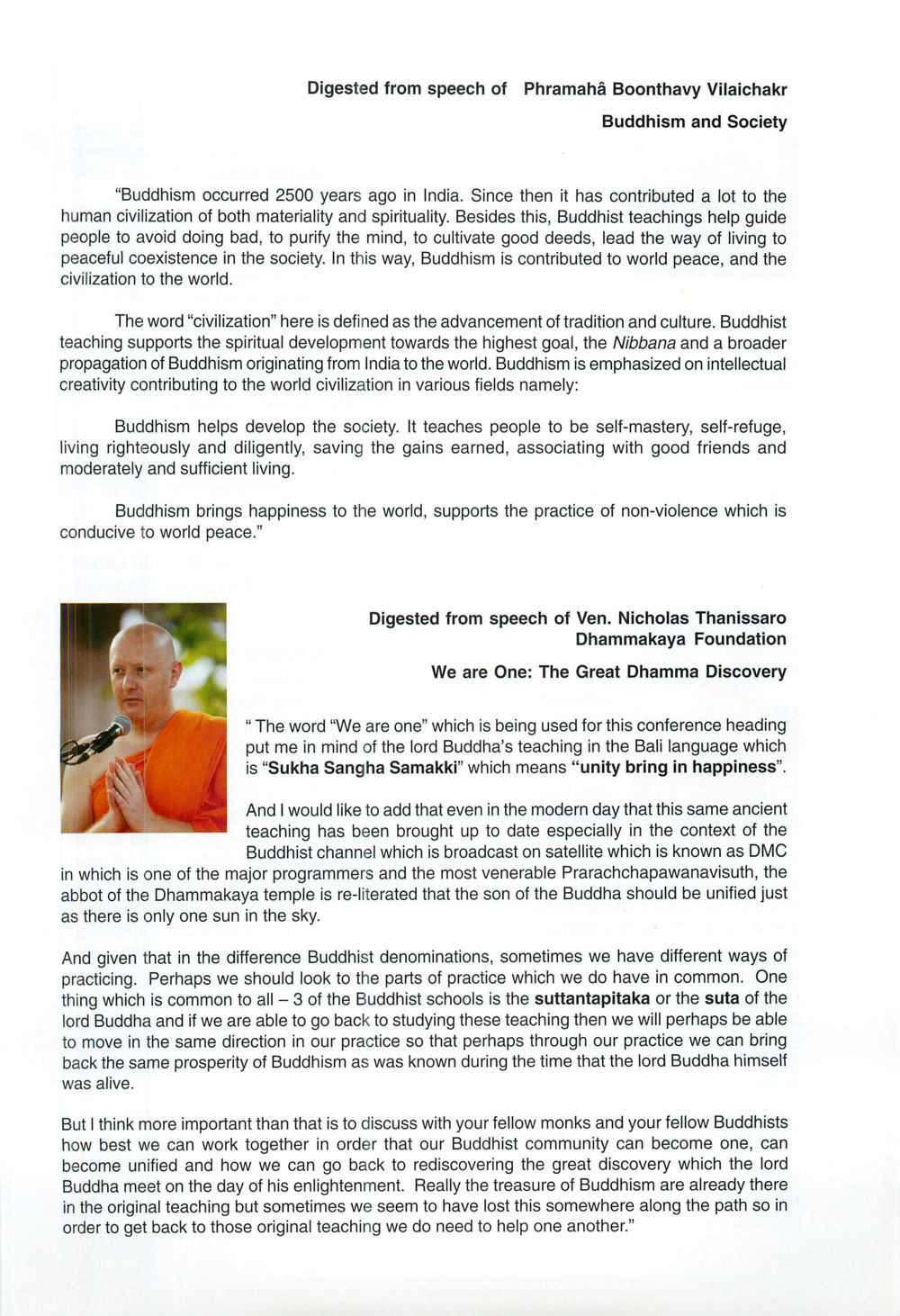 The Role of Buddhism in Society We are one (World Buddhist Sangha Youth) หน้า 8