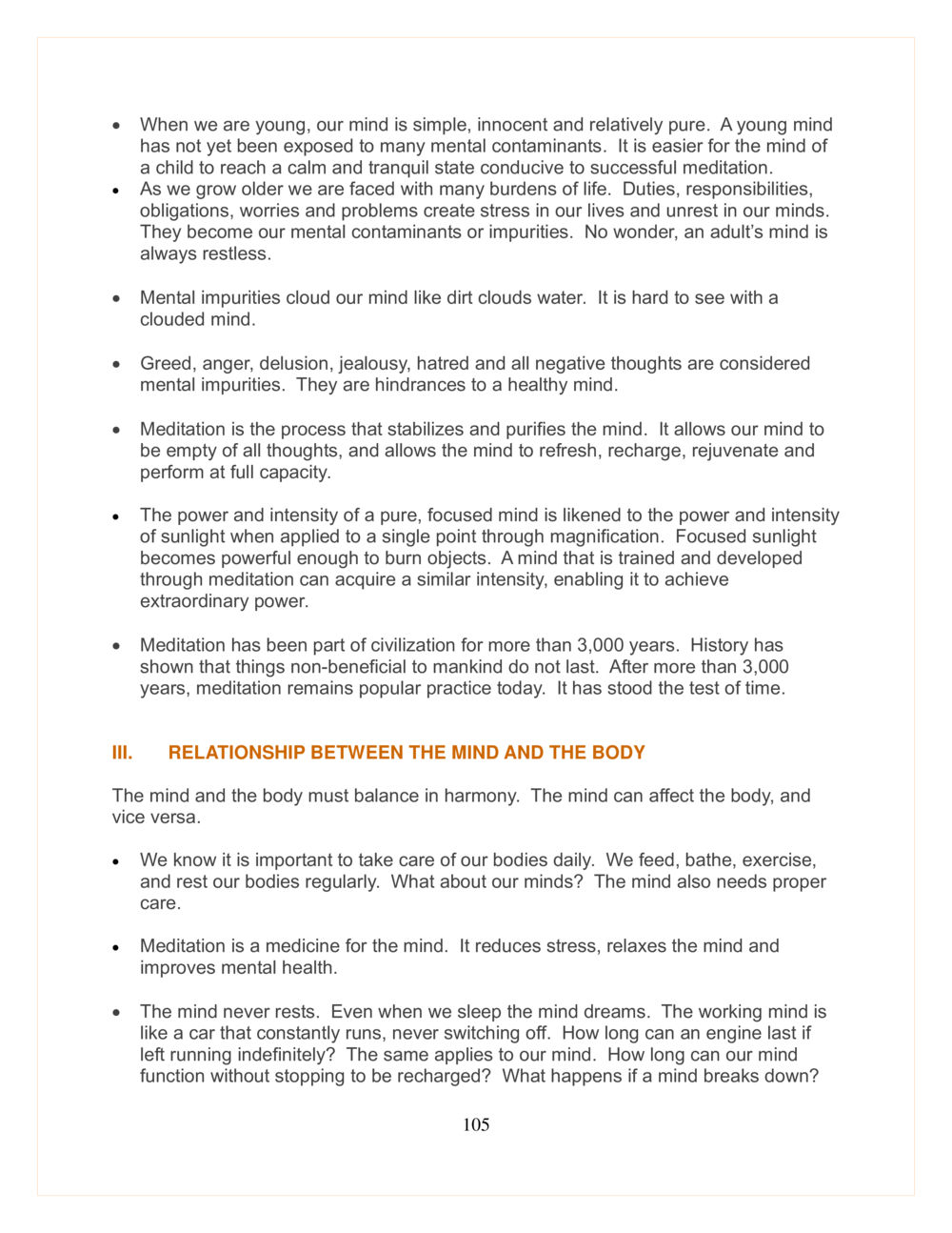 The Power of Meditation in Purifying the Mind DMC Translor’s handbook หน้า 105