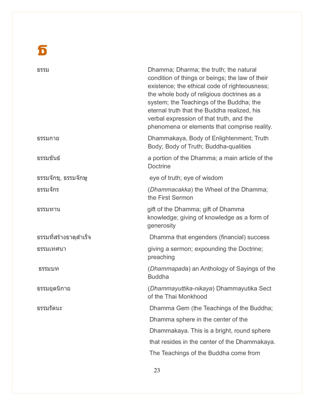 Understanding Dhamma and its Significance DMC Translor’s handbook หน้า 23