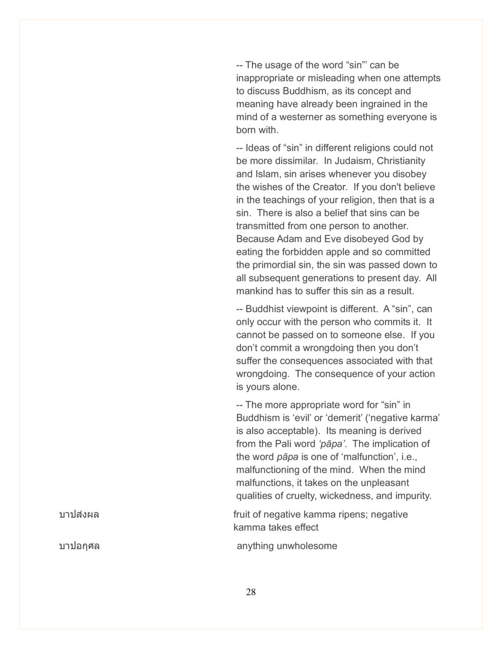 Understanding Sin in Buddhism vs. Western Religions DMC Translor’s handbook หน้า 28