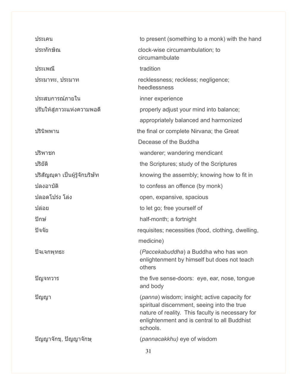 คำศัพท์และปรัชญาในพระพุทธศาสนา DMC Translor’s handbook หน้า 31