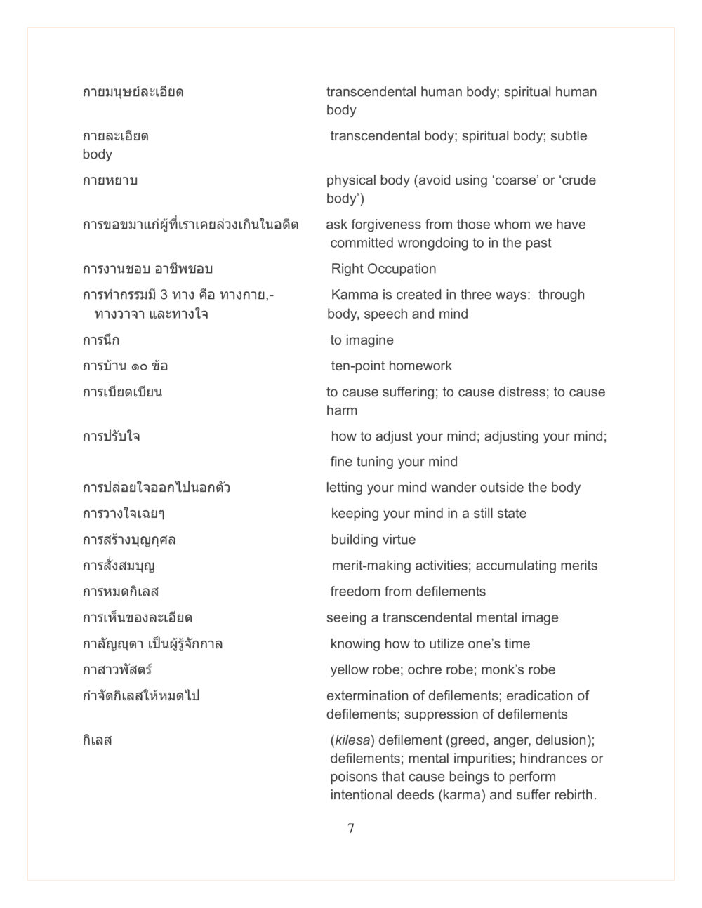 การทำความเข้าใจเกี่ยวกับกายมนุษย์และกิเลส DMC Translor’s handbook หน้า 7