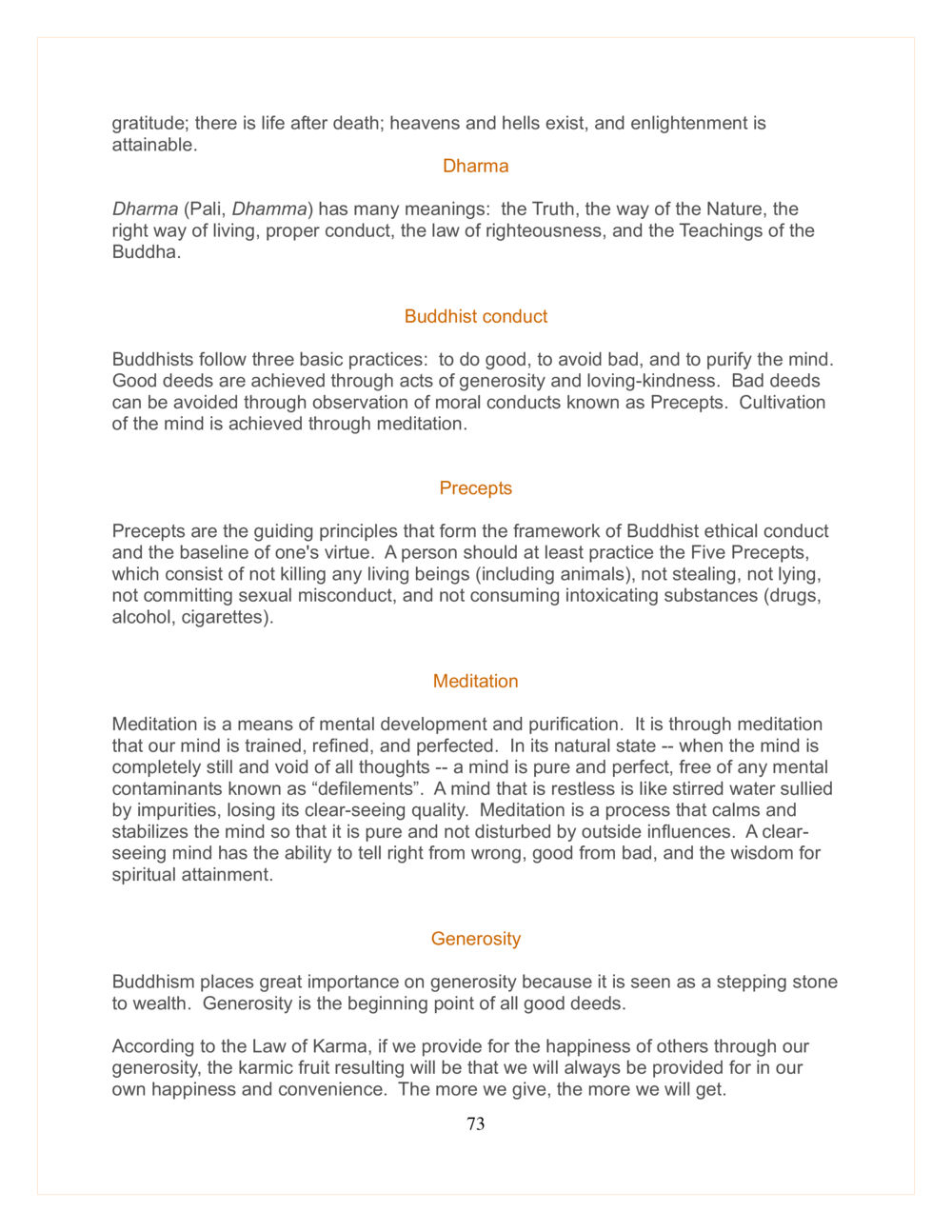 Understanding Dharma and Buddhist Practices DMC Translor’s handbook หน้า 73