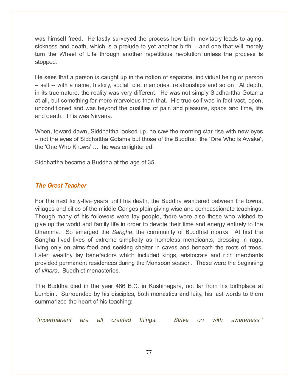 The Enlightenment of Siddhattha Gotama DMC Translor’s handbook หน้า 77