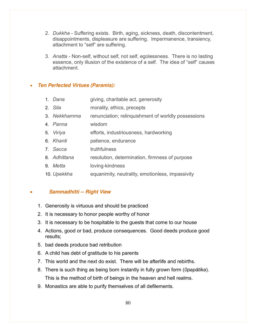 Ten Perfected Virtues and Right View DMC Translor’s handbook หน้า 80