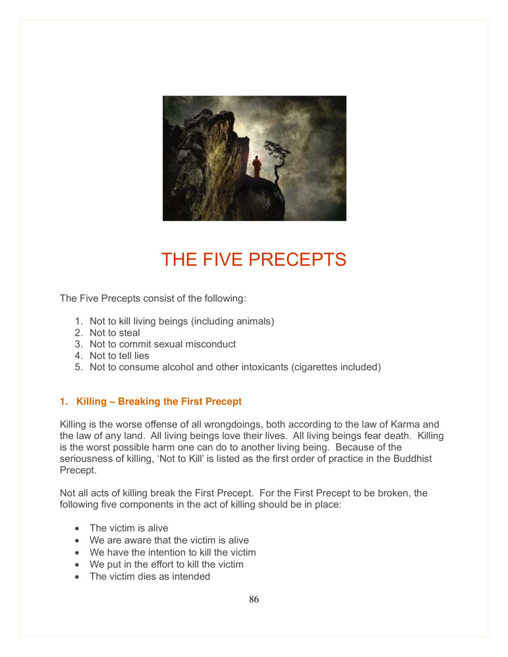 The Five Precepts of Buddhism DMC Translor’s handbook หน้า 86