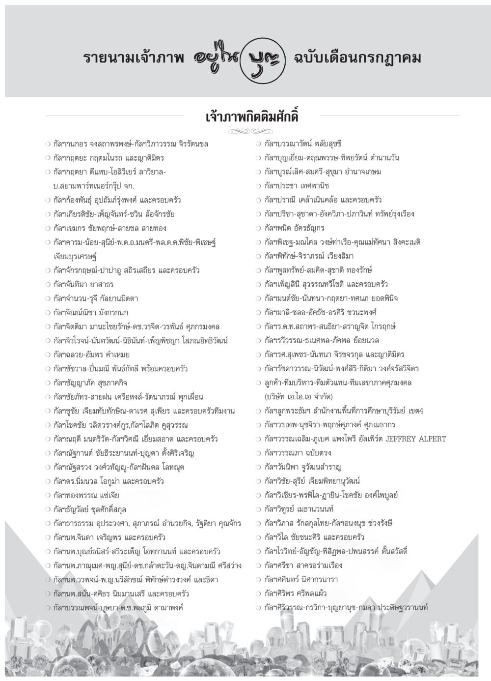 รายนามเจ้าภาพ วารสารอยู่ในบุญ ประจำเดือน กรกฎาคม พ.ศ.2552 หน้า 90