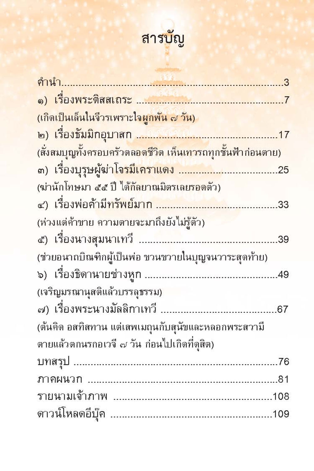 สารบัญของหนังสือ ดุสิตบุรี (ฉบับ ๒ ภาษา) Tusita Realm หน้า 5