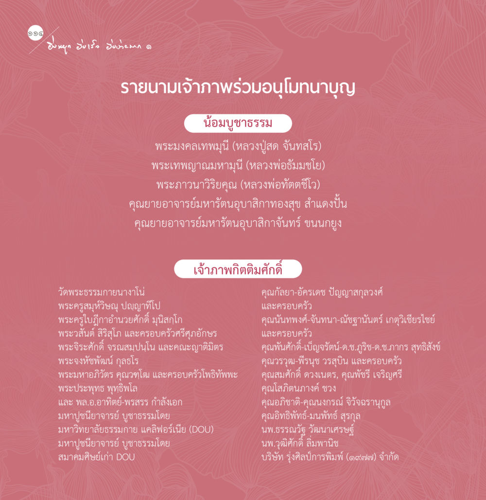 รายนามเจ้าภาพร่วมอนุโมทนาบุญ ยิ่งหยุด...ยิ่งเร็ว...ยิ่งง่ายมาก เล่ม 1 หน้า 116