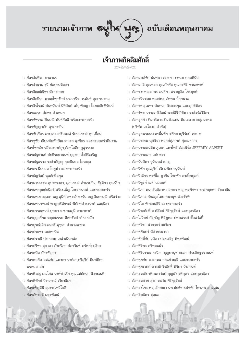 รายนามเจ้าภาพ วารสารอยู่ในบุญ ประจำเดือน พฤษภาคม พ.ศ.2552 หน้า 114