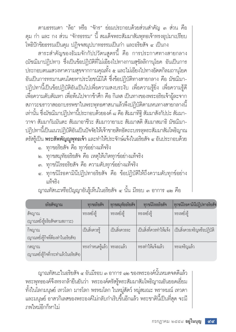 การปฏิบัติทางสายกลางในพระพุทธศาสนา  วารสารอยู่ในบุญประจำเดือน กรกฎาคม พ.ศ.2558 หน้า 101