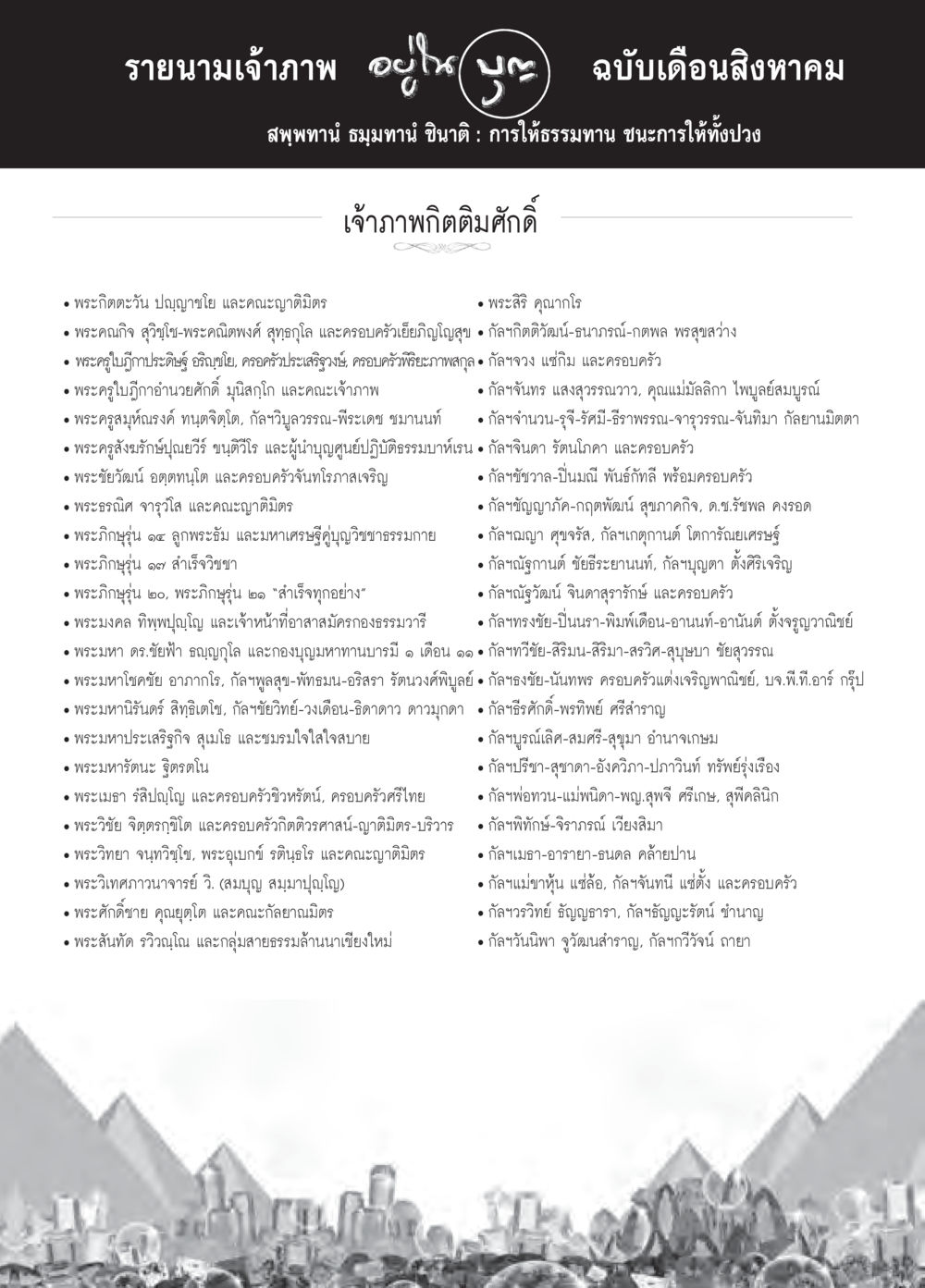 รายนามเจ้าภาพ อุปัชฌาย์ ฉบับเดือนสิงหาคม วารสารอยู่ในบุญประจำเดือน สิงหาคม พ.ศ.2558 หน้า 117