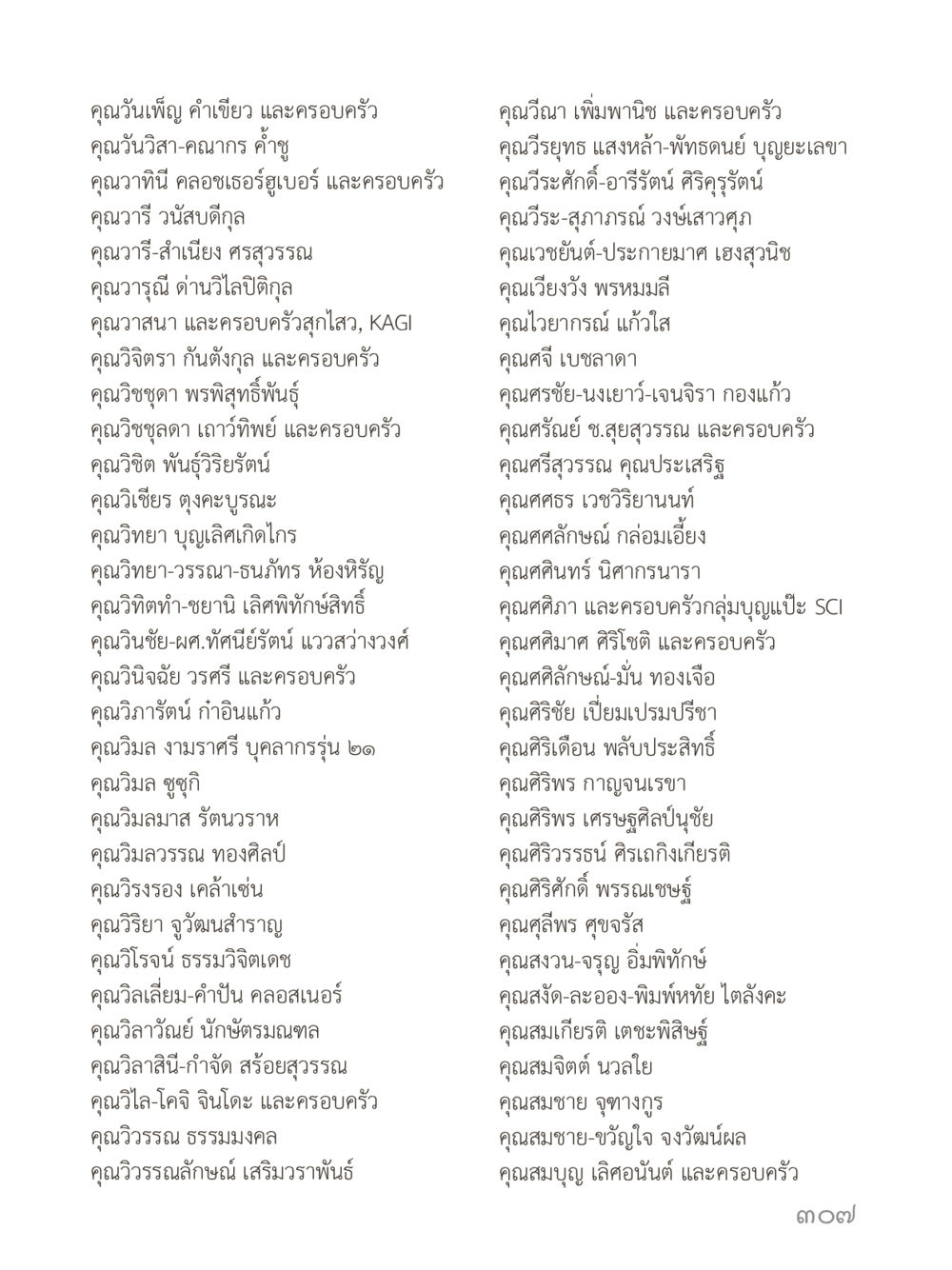 รายชื่อบุคคลและครอบครัว คำไม่เล็กของคุณครูไม่ใหญ่ (มินิ) เล่ม 1 (บุญเท่านั้นเป็นที่พึ่ง) หน้า 307
