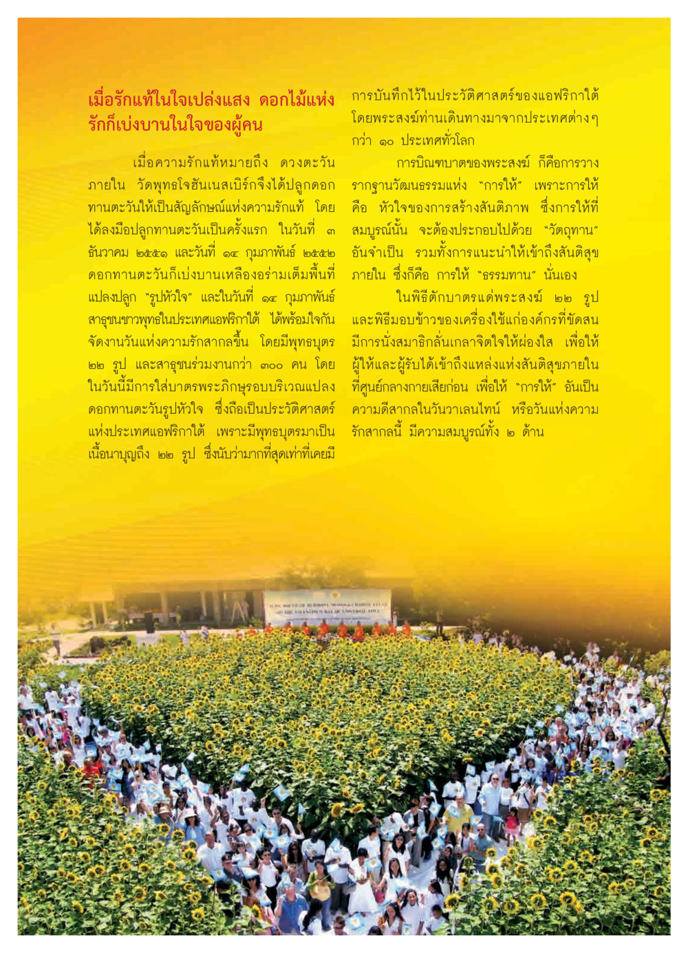 ความรักแท้และการให้ในประวัติศาสตร์แอฟริกาใต้ วารสารอยู่ในบุญ ประจำเดือน มีนาคม พ.ศ.2552 หน้า 79