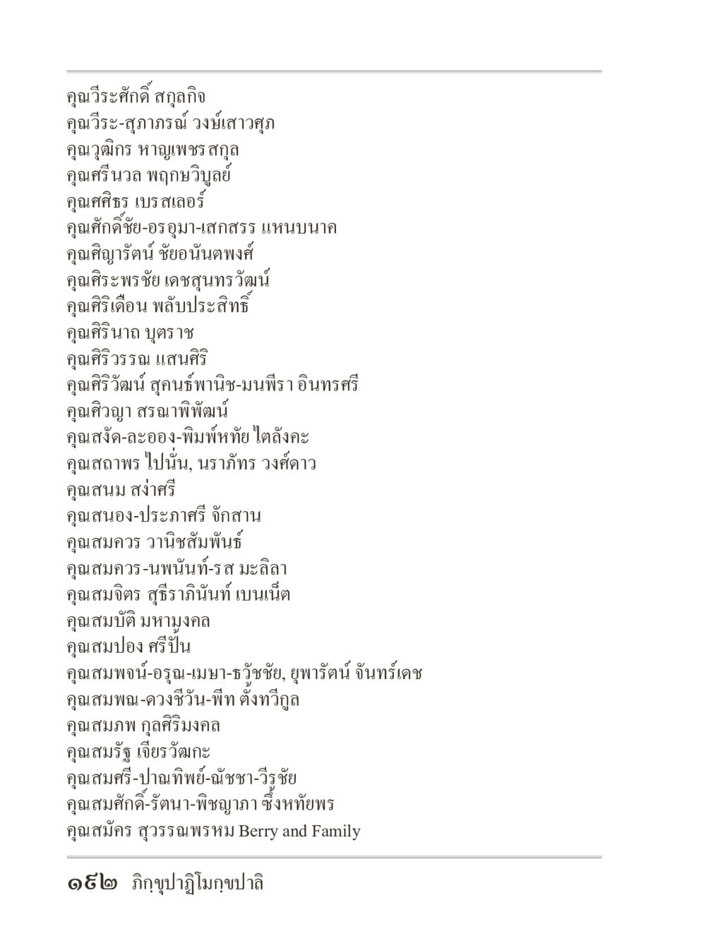 รายชื่อบุคคลสำคัญในวงการคนรุ่นใหม่ ภิกฺขุปาฏิโมกฺขปาลิ (ฉบับท่องจำ) หน้า 192