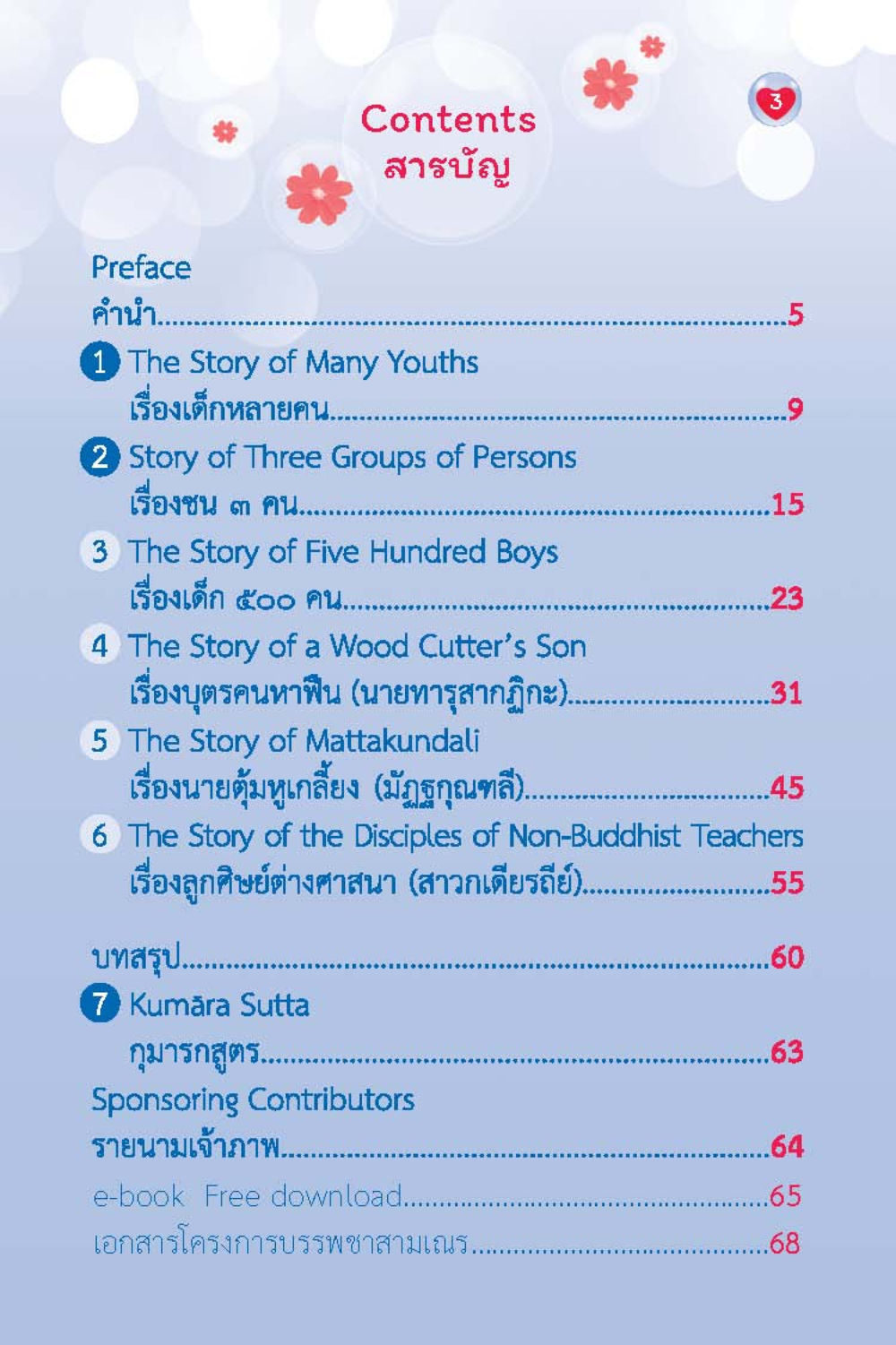 Contents of Youth Stories and Teachings วัยใส ใจใส (ฉบับ 2 ภาษา) หน้า 5