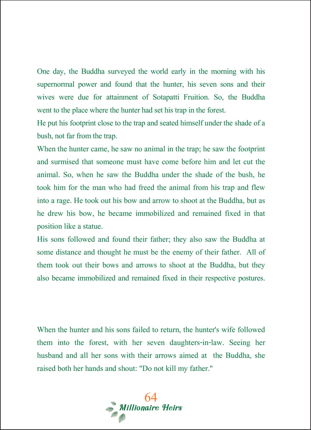 The Buddha's Encounter with the Hunter ทายาทเศรษฐี Millionaire Heirs (ฉบับ ๒ ภาษา)  หน้า 66
