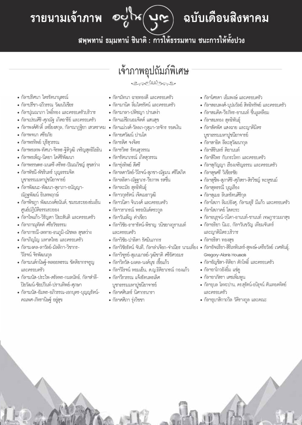 เจ้าภาพการให้ธรรมทาน วารสารอยู่ในบุญประจำเดือนสิงหาคม พ.ศ.2559 หน้า 123