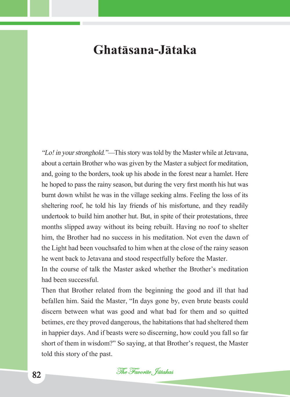Ghatāsana-Jātaka: A Lesson in Meditation and Wisdom ชาดก เรื่องโปรด The Favorite Jatakas หน้า 84