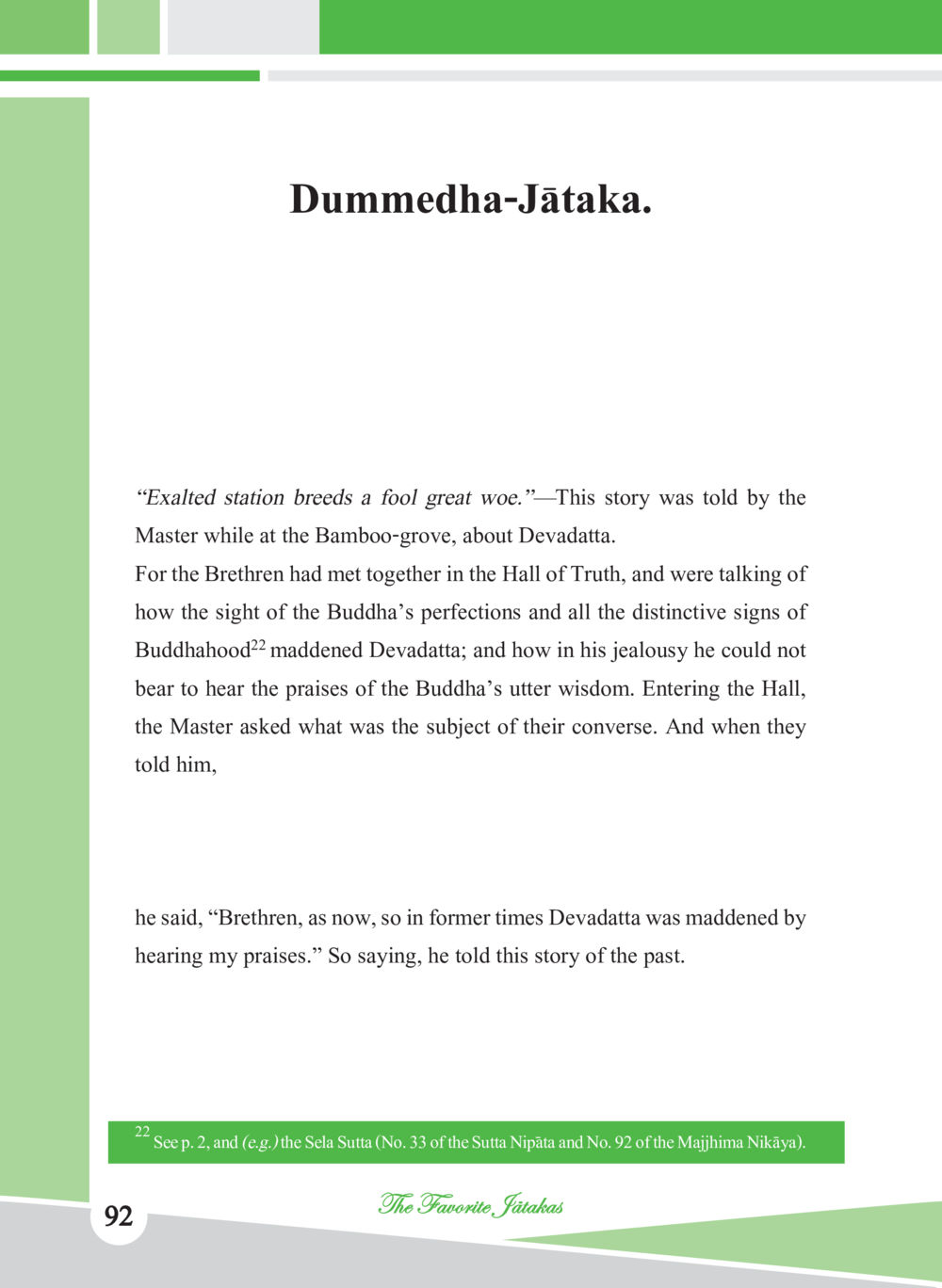Dummedha-Jātaka: The Folly of Jealousy ชาดก เรื่องโปรด The Favorite Jatakas หน้า 94
