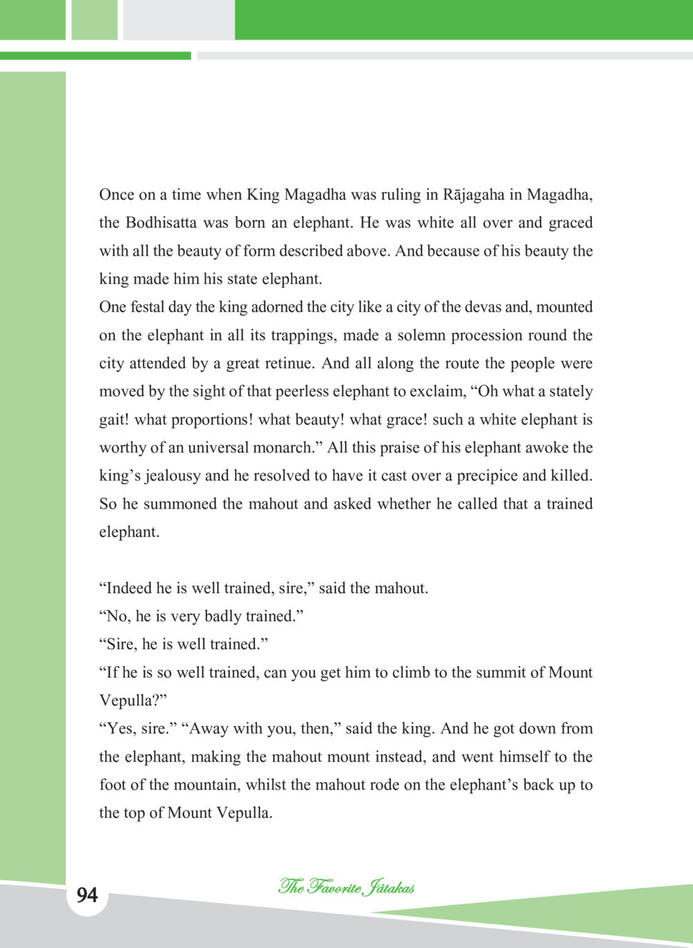 The Tale of the White Elephant ชาดก เรื่องโปรด The Favorite Jatakas หน้า 96
