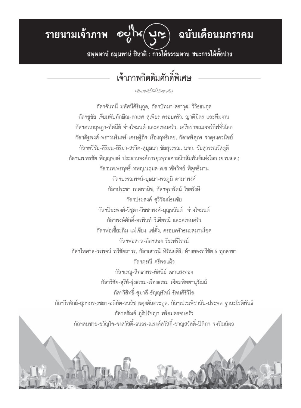 รายนามเจ้าภาพ ฉบับเดือนมกราคม วารสารอยู่ในบุญประจำเดือนมกราคม พ.ศ.2560 หน้า 88