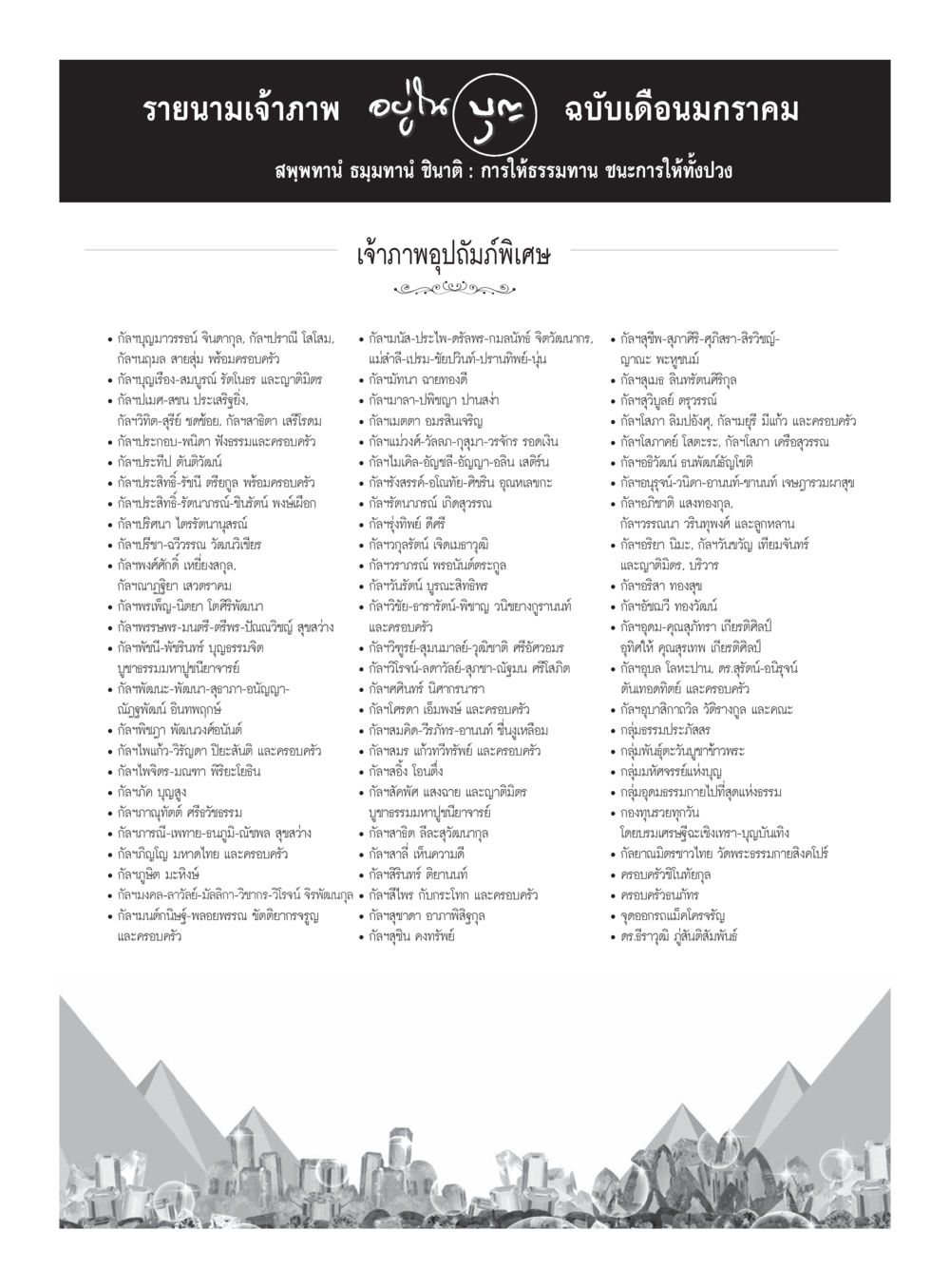 รายนามเจ้าภาพ อุปัชฌาย์ ฉบับเดือนมกราคม วารสารอยู่ในบุญประจำเดือนมกราคม พ.ศ.2560 หน้า 96