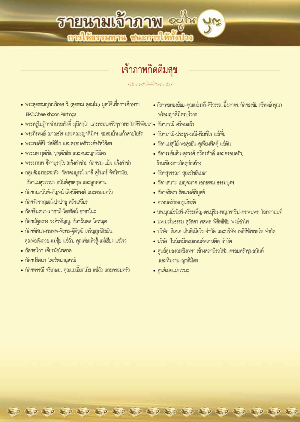 รายนามเจ้าภาพการให้ธรรมาทาน วารสารอยู่ในบุญประจำเดือน กรกฎาคม พ.ศ.2564 หน้า 56