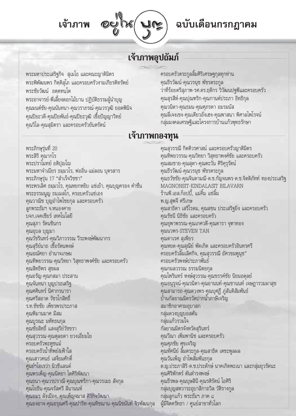 เจ้าภาพและผู้มีส่วนร่วมในกิจกรรม วารสารอยู่ในบุญ ประจำเดือน กรกฏาคม พ.ศ.2548 หน้า 91