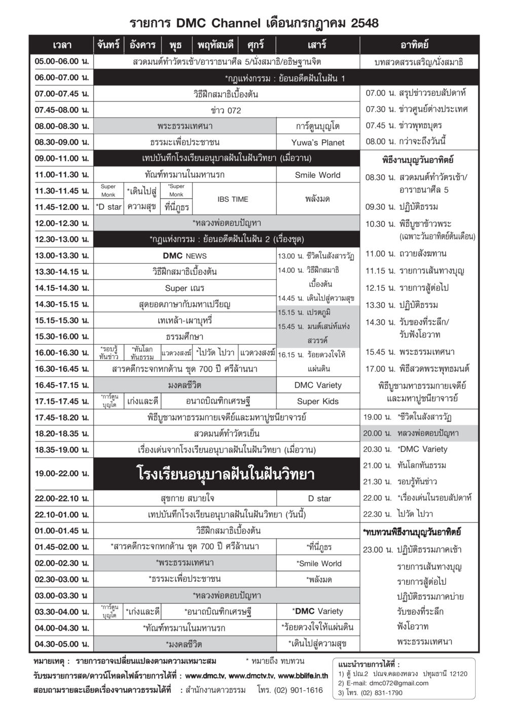 รายการ DMC Channel เดือนกรกฎาคม 2548 วารสารอยู่ในบุญ ประจำเดือน กรกฏาคม พ.ศ.2548 หน้า 93