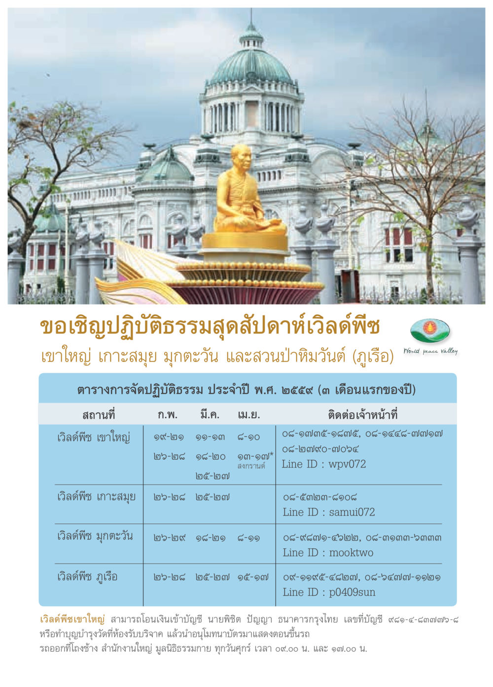 ปฏิบัติธรรมสุดสัปดาห์ที่วัดดี้พีช  วารสารอยู่ในบุญประจำเดือน กุมภาพันธ์ พ.ศ.2564 หน้า 3
